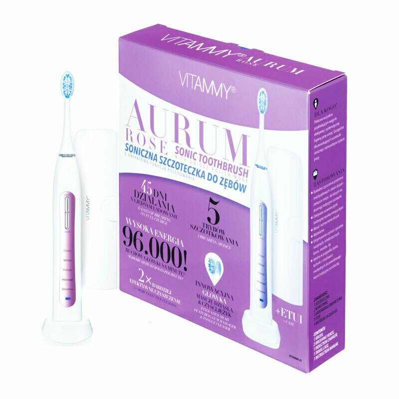 Vitammy - Periuta de dinti electrica Aurum Rose, 96000 vibratii/min, 5 moduri de periaj