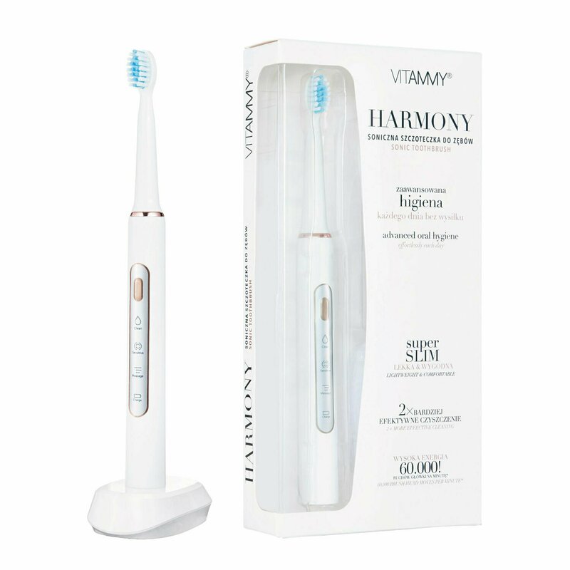 VITAMMY - Periuta de dinti electrica Harmony, 60000 vibratii/min, 3 moduri de periaj, Alb, TB8132-CE White