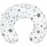 Perna alaptare, New Baby, Stelute, Cu husa detasabila, Din bumbac, 125x16 cm, Gri