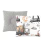 Perna bebelus, MimiNu, Profilata, Cu doua fete, Cu functie anti-soc, Pufoasa, Din catifea si bumbac, Materiale certificate Oeko Tex Standard 100, 23x26 cm, Velvet Cars Grey