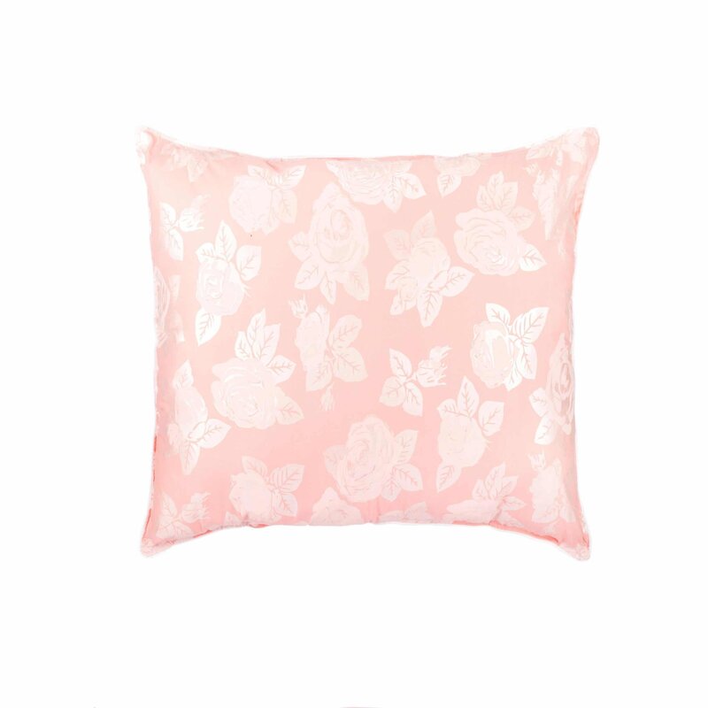 Somnart - Perna SOMNART, 70x70 cm, umplutura pene 90%, puf 10%, bumbac 100%, model floral roz