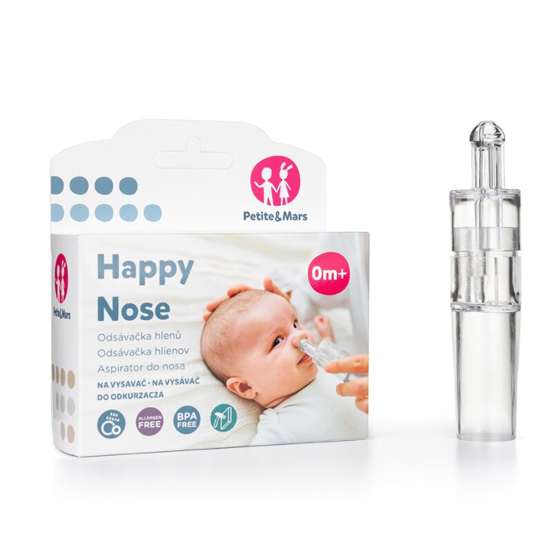 Aspirator nazal, Petite&Mars, Happy Nose, Utilizare manuala sau racordat la aspiratorul casnic, Fara BPA, 0 luni+