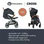 Carucior sport, Petite&Mars, Cross, Autopliabil, 6 luni+, Bara detasabila, Pliabil cu o mana, SPF 40, Sustine pana la 22 kg, Conform cu standardul EN 1888-2:2018, Albastru - 2