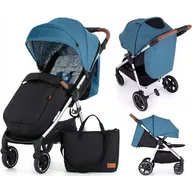 Carucior sport, Petite&Mars, Royal, Include husa pentru scaun, husa pentru picioare, geanta pentru scutece si capotina extensibila, Cu fereastra, Impermeabila, Cu SPF 50, Aluminiu, 0-22 kg, 111 x 57 x 86 cm, Ocean Blue