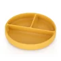Farfurie compartimentata, Petite&Mars, Take&Match, Rotunda, Cu ventuza si 3 compartimente, Silicon, Fara BPA, 500 ml, 6 luni+, Galben