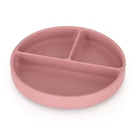 Farfurie compartimentata, Petite&Mars, Take&Match, Rotunda, Cu ventuza si 3 compartimente, Silicon, Fara BPA, 500 ml, 6 luni+, Roz