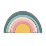 Jucarie pentru stivuire, Petite&Mars, Curcubeu, 14x7.5x5 cm, Silicon, Fara BPA, 6 piese, 12 luni+, Verde