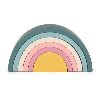 Jucarie pentru stivuire, Petite&Mars, Curcubeu, 14x7.5x5 cm