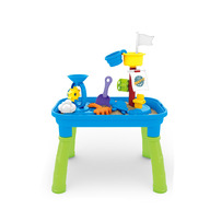 Petite&Mars - Masa de joaca pentru copii, Tim, Pentru apa si nisip, 6 jucarii diferite incluse , 46 x 69 x 39 cm, Albastru/Verde