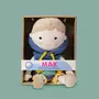Papusa, Petite&Mars, Max 14 x 34 cm, 0 luni+, Ambalaj cu mini puzzle din carton, 35 cm, Albastru - 3
