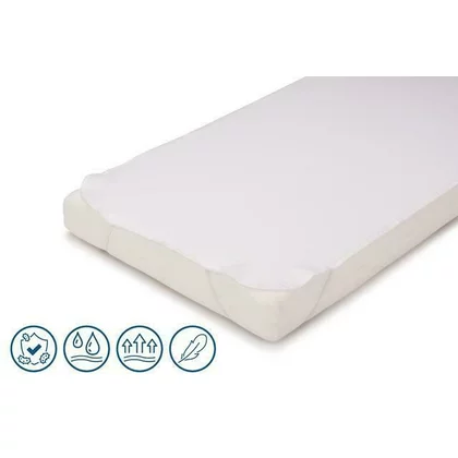 Protectie impermeabila, Petite&Mars, Pentru saltele de 120x60, Cu benzi elastice, Alb