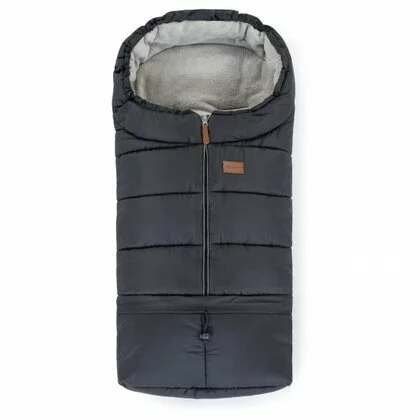 Sac de iarna, Petite&Mars, Jibot, Pentru carucior, landou sau scaun auto, 100x48 cm, Impermeabil, Cu elemente reflectorizante, Extensibil, 3 in 1, Charcoal Grey
