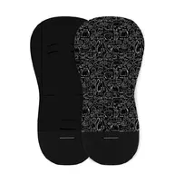 Salteluta pentru carucior, Petite&Mars, Din spuma cu memorie, 86 x 42 cm, Reversibila, Universala, Din bumbac, Design pisici, Negru