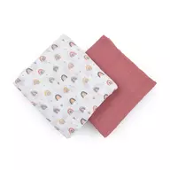 Set 2 scutece, Petite&Mars, Misty Rose Rainbow, Din muselina de bambus, Hipoalergenice, Dimensiuni mari 120 x 120 cm, Certificate Oeko Tex Standard 100, Multicolor