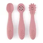 Set 3 lingurite, Petite&Mars, Diverse forme, Pentru supa, paste, alimente usoare, Dezvolta simturile si abilitatile senzoriale, Silicon, Fara BPA, 6 luni+, Roz - 1