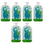 Set 6 pungi reutilizabile, Petite&Mars, Pentru hranire, Cu elefantei, Inchidere ermetica, 20x10 cm, 150 ml, Papoo Albastru