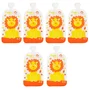 Set 6 pungi reutilizabile, Petite&Mars, Pentru hranire, Cu leuti, Inchidere ermetica, 20x10 cm, 150 ml, Papoo Portocaliu - 1