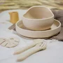 Set de hranire, Petite&Mars, Cu farfurie, Bol si tacamuri, Din silicon fara BFA, Bej - 4