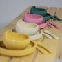 Set de hranire, Petite&Mars, Cu farfurie, Bol si tacamuri, Din silicon fara BFA, Bej - 7