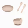 Set de hranire, Petite&Mars, Cu farfurie, Bol si tacamuri, Din silicon fara BFA, Bej - 3