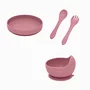 Set de hranire, Petite&Mars, Cu farfurie, Bol si tacamuri, Din silicon fara BFA, Roz - 3
