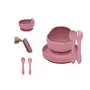 Set de hranire, Petite&Mars, Cu farfurie, Bol si tacamuri, Din silicon fara BFA, Roz - 1