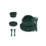 Set de hranire, Petite&Mars, Cu farfurie, Bol si tacamuri, Din silicon fara BFA, Verde inchis