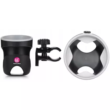 Suport universal pentru carucior/bicicleta, Petite&Mars, Handy, Pentru biberon/pahar, Negru