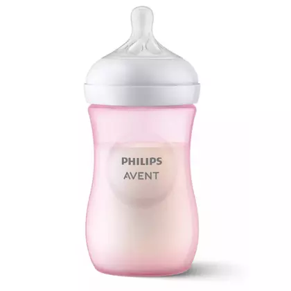 Biberon, Philips Avent, Natural Response, 1 luni+, 260 ml, Fara BPA, Anticolici, Roz