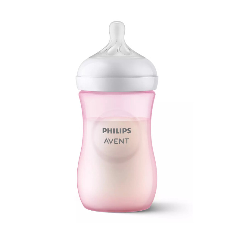 Biberon, Philips Avent, Natural Response, 1 luni+, 260 ml, Fara BPA, Anticolici, Roz