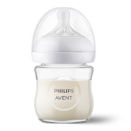 Biberon, Philips Avent, Natural Response, Din sticla, 0 luni+, 120 ml, Fara BPA, Anticolici, Alb
