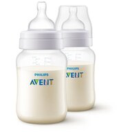 Philips Avent - Set biberoane , 2 bucati, Anticolici, Cu dispozitiv anticolici Air Free, Cu tetina debit lent din Polypropilena (Pp) 260 ml, Alb