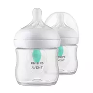 Set 2 biberoane, Philips Avent, Natural Response, Cu supapa AirFree, 0 luni+, 125 ml, Fara BPA, Anticolici, Alb