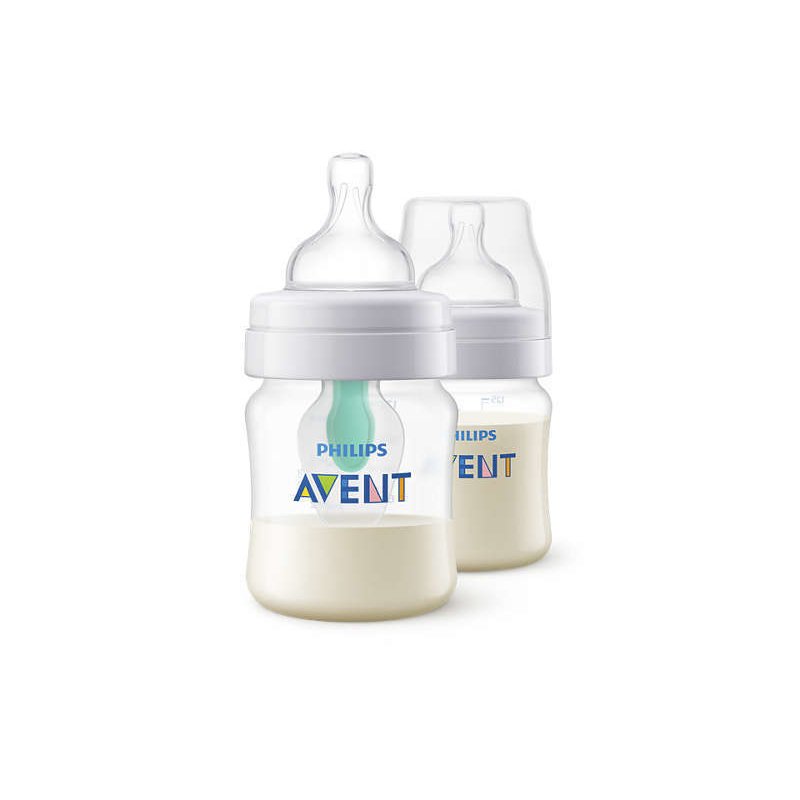 Philips avent - set biberoane , 2 buc, cu dispozitiv anticolici air free din polypropilena (pp) 125 ml, alb
