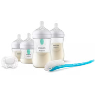 Set pentru nou-nascuti, Philips Avent, 4 biberoane anticolici, 1 suzeta 1 perie de curatat, 2x 125 ml, 2x 260 ml, Natural Response, 0 luni+, Alb