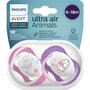 Suzete set, Philips Avent, Ultra air, 2 buc, 6-18 luni+, Din silicon, Cu desene, Roz/Mov - 9