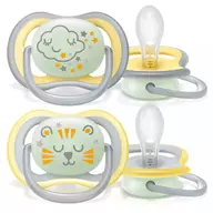 Suzete set, Philips Avent ultra air fosforecente, 18 luni+, Din silicon, Ortodontice, Fara BPA, 2 bucati, Multicolor