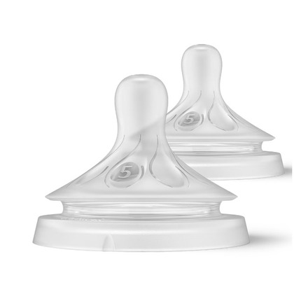 Set tetine, Philips Avent, Natural Response, 2 buc, Cu debit 5 (rapid), 6 luni+, Transparent