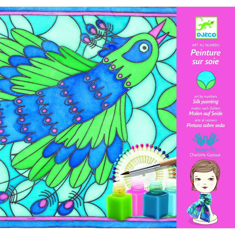 Djeco - kit pictura pe matase paun