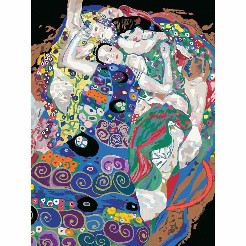 Pictura pe numere, Ravensburger, Klimt Fecioara, Include acuarele, plansa de pictat cu numere, pensula si palete pentru culori, 9 ani+, Multicolor