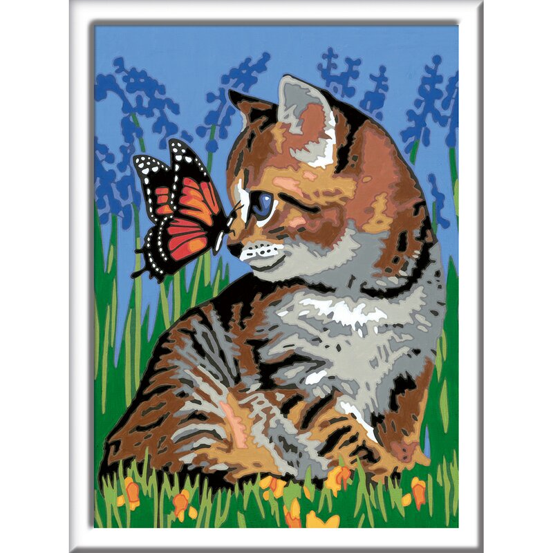 Ravensburger - pictura pe numere pisicuta si fluturas