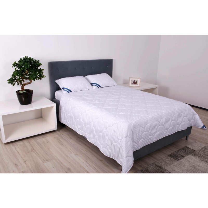 Somnart - pilota 200×220 cm microfibra striata, premium, alba matlasata model nor mare, 400 g, de iarna