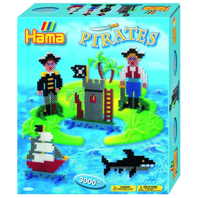 Hama - set margele de calcat pirati in cutie, 3000 buc midi