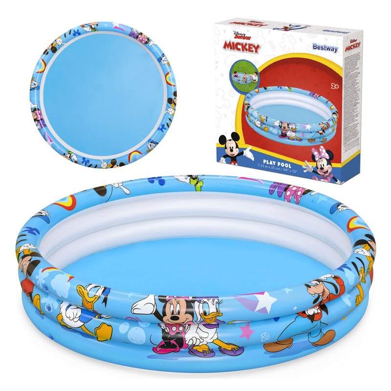 Piscina gonflabila, Bestway, Mickey, Cu capacitate 140 l, 3 inele, 122x25cm, 2 ani+, Multicolor