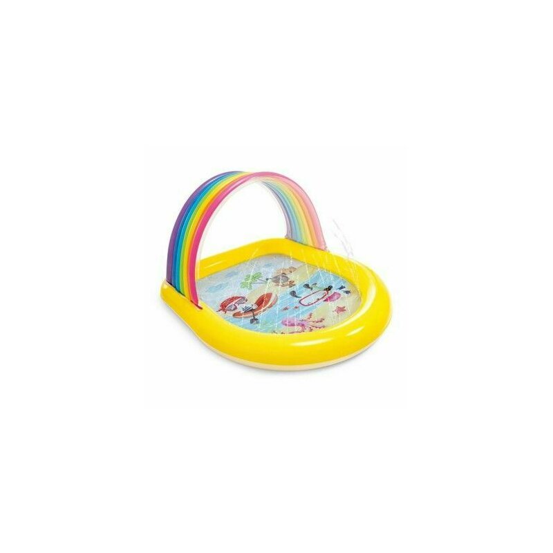 Piscina gonflabila copii, Intex, Rainbow multicolor, 147 x 130 x 86 cm, 57156