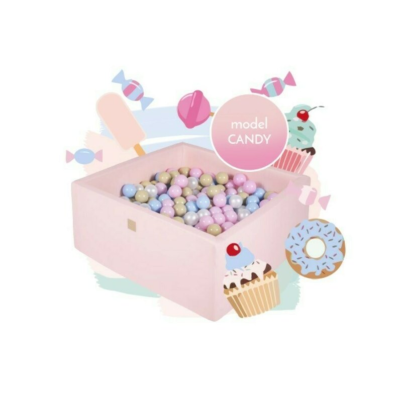 Meowbaby® - piscina candy cu cu 300 de bile 7 cm uscata, 90x90 cm, multicolor