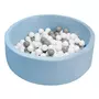 Piscina uscata, New Baby, Cu 150 de bile (Alb, gri), Din tesatura fina cu certificare Oeko-Tex Standard 100, Dimensiune 83 x 83 x 30 cm, Blue
