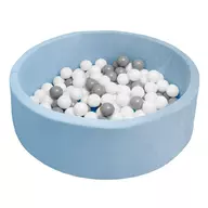 Piscina uscata, New Baby, Cu 150 de bile (Alb, gri), Din tesatura fina cu certificare Oeko-Tex Standard 100, Dimensiune 83 x 83 x 30 cm, Blue
