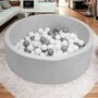 Piscina uscata, New Baby, Cu 150 de bile (Alb, gri), Din tesatura fina cu certificare Oeko-Tex Standard 100, Dimensiune 83 x 83 x 30 cm, Grey - 2