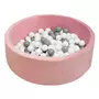 Piscina uscata, New Baby, Cu 150 de bile (Alb, gri), Din tesatura fina cu certificare Oeko-Tex Standard 100, Dimensiune 83 x 83 x 30 cm, Pink
